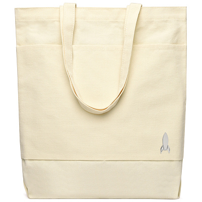 Сумка для покупок JETTA 325 г/м² с шильдом - ракета, натуральный (Натуральный/шильд ракета (серебро))