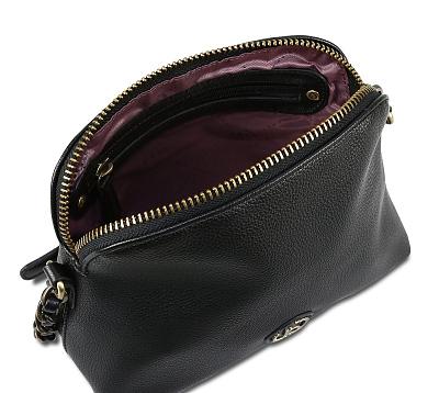 Сумка наплечная женская BUGATTI Passione, чёрная, полиуретан, 23х8х17,5 см