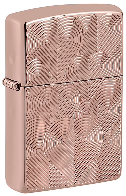 Зажигалка ZIPPO Armor® Hearts с покрытием Rose Gold, латунь/сталь, розовое золото, 38x13x57 мм (Розовый)