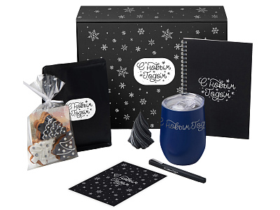 Подарочный набор Re:Start с термокружкой, кофе и блокнотом (Тёмно-синий)