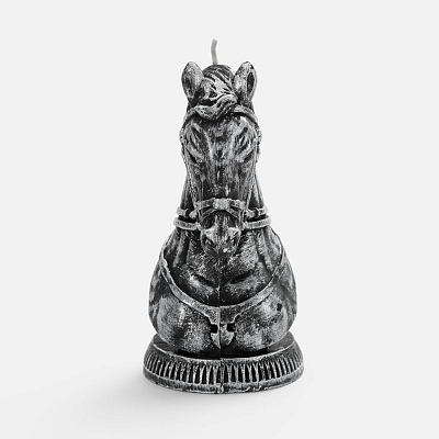 Свеча фигурная «Бюст лошади», серебристая