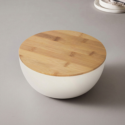 Салатник из натуральных волокон с бамбуковой крышкой Bowl (Бежевый)
