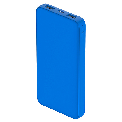 Внешний аккумулятор Polus, 10000 Mah, софт-тач покрытие, светло синий (Светло-синий.)