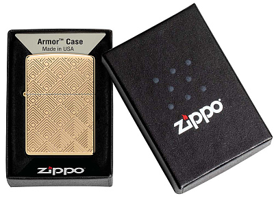 Зажигалка ZIPPO Armor® с покрытием High Polish Brass, латунь/сталь, золотистая, 38x13x57 мм