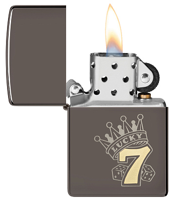 Зажигалка ZIPPO Lucky 7 Design с покрытием Black Ice®, латунь/сталь, черная, 38x13x57 мм