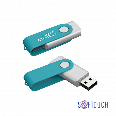 Флеш-карта "Vostok", объем памяти 16Gb, покрытие soft touch  (Бирюзовый)