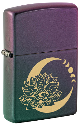 Зажигалка ZIPPO Lotus Moon с покрытием Iridescent, латунь/сталь, черная, 38x13x57 мм (Черный)