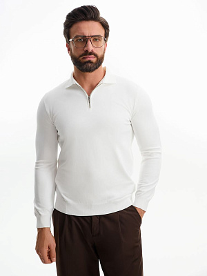 Рубашка поло мужская с длинным рукавом Terrazzo, белая (Белый)