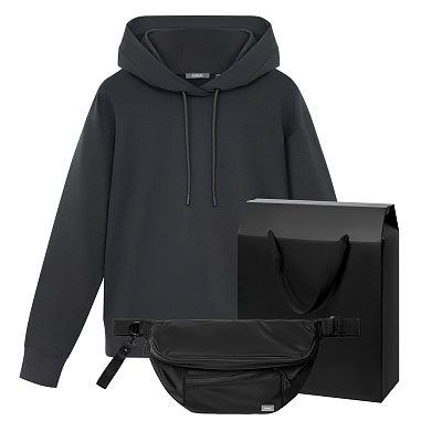 Набор с одеждой ALEX (худи, поясная сумка), черный, M (Серый, черный)