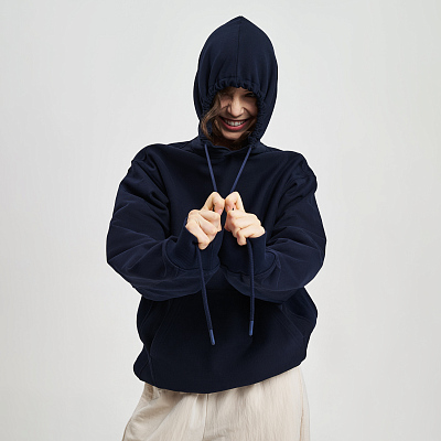 Худи релакс унисекс Адвенче (Adventure), темно-синий, размер XS/S