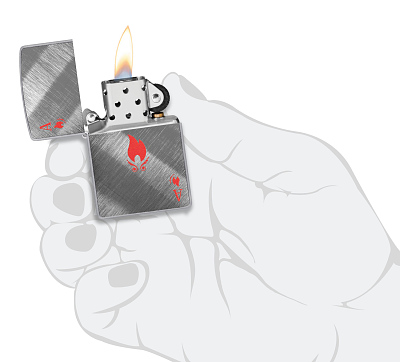 Зажигалка ZIPPO Ace Design с покрытием Brushed Chrome, латунь/сталь, серебристая, 38x13x57 мм