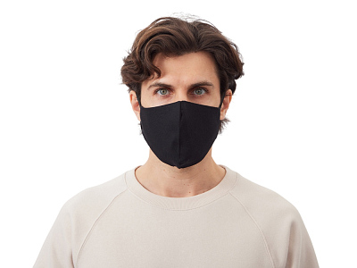 Маска для лица многоразовая из хлопка, анатомической формы без шва (Чёрный)