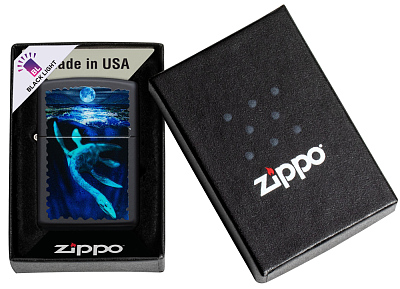 Зажигалка ZIPPO Lock Ness с покрытием Black Light, латунь/сталь, черная, матовая 38x13x57 мм