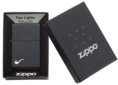 Зажигалка для трубок ZIPPO Pipe с покрытием Black Matte, латунь/сталь, чёрная, матовая, 36x12x56 мм