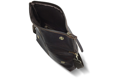 Сумка через плечо KLONDIKE RUSH «Jessica», натуральная кожа в темно-коричневом цвете 30х20/33х4,5 см