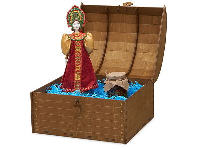 Подарочный набор: кукла фарфоровая, мёд с миксом из орехов (Красный)