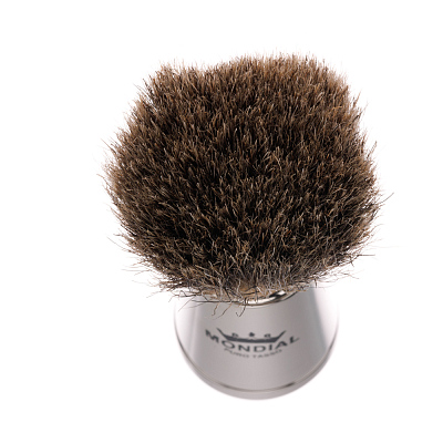 Бритвенный набор Mondial: станок, помазок, чаша, подставка; отполированный никель