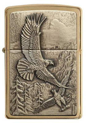Зажигалка ZIPPO Eagles, с покрытием Brushed Brass, латунь/сталь, золотистая, матовая, 38x13x57 мм