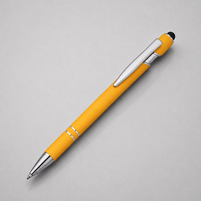 Ручка-стилус металлическая шариковая Sway soft-touch (Желтый/серебристый)