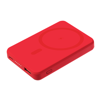 Внешний аккумулятор Ларго PD (Largo PD) 5000mAh с функцией беспроводной зарядки 15W  (Красный)