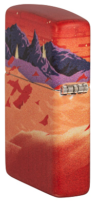 Зажигалка ZIPPO Mars Design с покрытием 540 Matte, латунь/сталь, красная, матовая, 38x13x57 мм