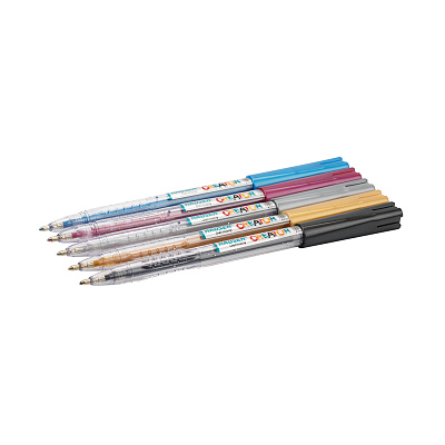 Набор: Гелевая ручка Hauser Creator Glitter Gel, чернила с блестками - 5шт, пакет