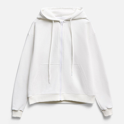 Толстовка унисекс оверсайз на молнии Zippy Terry, белая
