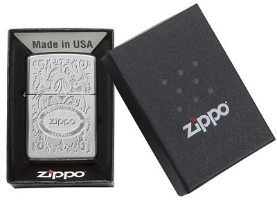 Зажигалка ZIPPO Crown Stamp™ с покрытием High Polish Chrome, латунь/сталь, серебристая, 38x13x57 мм
