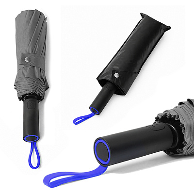 Кастомизированный автоматический складной зонт Altor  (Тёмно-серый/синий)