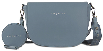 Сумка наплечная женская BUGATTI Almata, с кошельком, голубая, полиуретан, 27х6х18,5 см