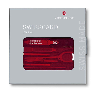 Швейцарская карточка VICTORINOX SwissCard Classic, 10 функций, полупрозрачная красная