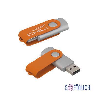 Флеш-карта "Vostok", объем памяти 16GB, покрытие soft touch#  (Оранжевый)