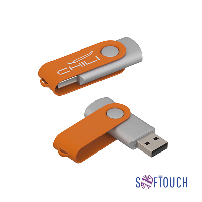 Флеш-карта "Vostok", объем памяти 16GB, покрытие soft touch#, оранжевый