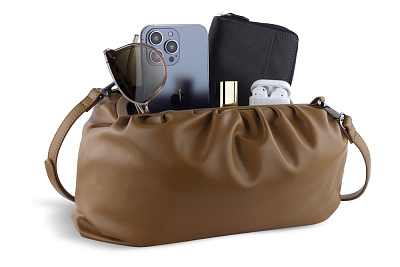 Сумка-пауч женская маленькая BUGATTI Mila, коньячная, полиуретан, 34 x 6 x 21 см