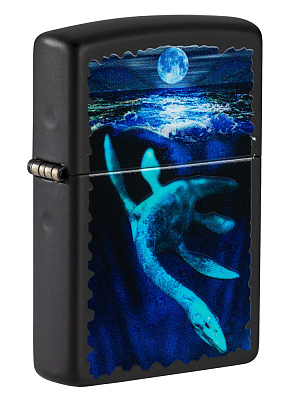 Зажигалка ZIPPO Lock Ness с покрытием Black Light, латунь/сталь, черная, матовая 38x13x57 мм