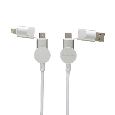 Кабель 6-в-1 Urban Vitamin Oakland из переработанного пластика RCS для быстрой зарядки 45 Вт (Белый;)