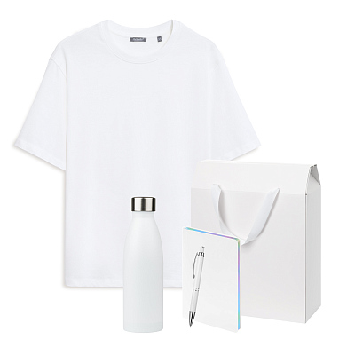 Набор с одеждой RUST (футболка, термобутылка, ежедневник, ручка), черный/белый, XS/S (Белый)