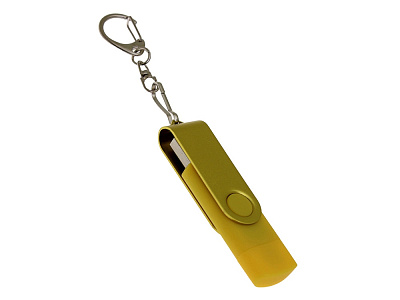 USB 2.0- флешка на 64 Гб с поворотным механизмом и дополнительным разъемом Type-C (Желтый)