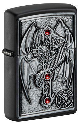 Зажигалка ZIPPO Winged Dragon Cross с покрытием Black Matte, латунь/сталь, чёрная, 38x13x57 мм (Черный)