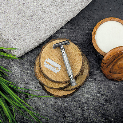 Станок Т-образный для бритья ERBE «Tradition», нержавеющая сталь, хромированное покрытие, серебристый цвет, в картонной коробке