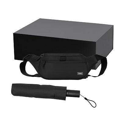 Подарочный набор Boston, Filton, черный (поясная сумка, зонт)