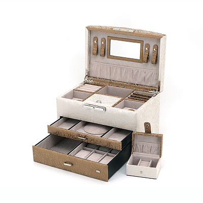 Шкатулка для украшений Jardin D'Ete, цвет бежево-золотой, 30 х 20 х 22,5 см (Бежевый)