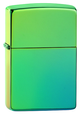 Зажигалка ZIPPO Classic с покрытием High Polish Teal, латунь/сталь, зелёная, глянцевая, 38x13x57 мм (Зеленый)