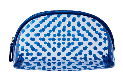 Косметичка Dewal Beauty серия "Горох", синяя 19х8,5х11,5см