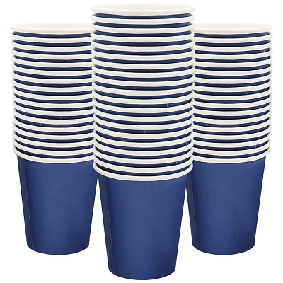 Набор бумажных стаканов 8 унций (240 мл), 50 шт (Синий - снаружи, белый внутри)