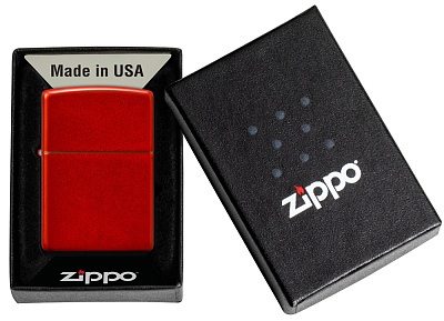 Зажигалка ZIPPO Classic с покрытием Metallic Red, латунь/сталь, красная, матовая, 38x13x57 мм