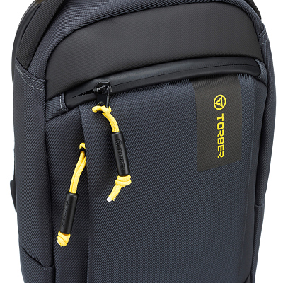 Рюкзак TORBER VOYAGE на одно плечо, серый, полиэстер 900D, 20х10х30 см, 5 л