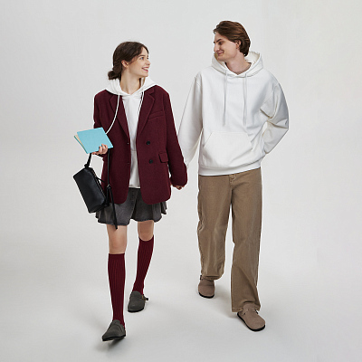 Худи релакс унисекс Адвенче (Adventure), белый, размер XS/S