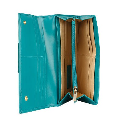 Кошелёк Cross Kelly Wall Turquish, кожа наппа, гладкая, цвет тёмно-бирюзовый, 20 x 11 x 2,5 см