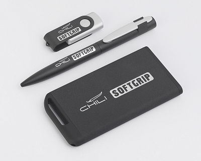 Ручка шариковая "Lip SOFTGRIP", черный с зеленым яблоком